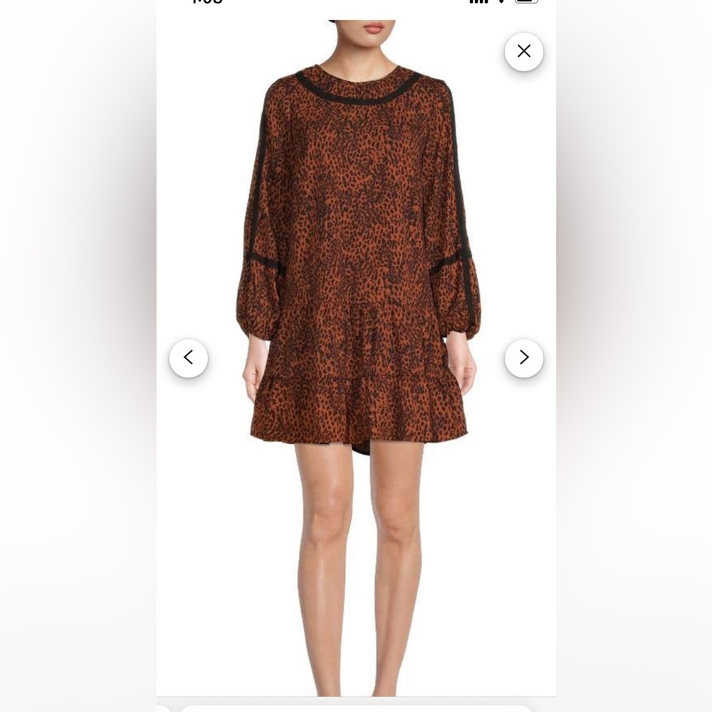 Time & Tru Women's Long Sleeve Lace detail Baby Doll Dress